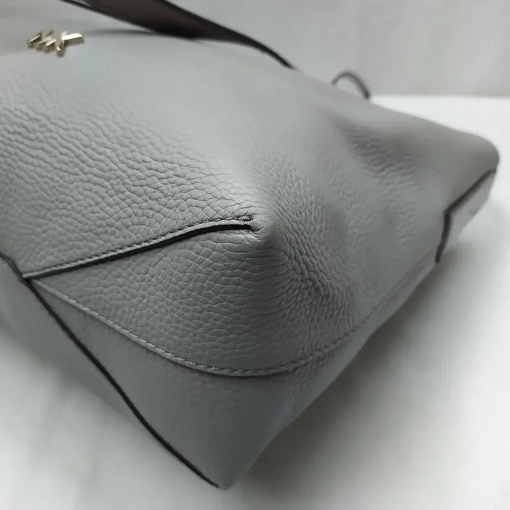 Michael Kors Junie Gray Pebbled Leather Hobo Shoulder Bag